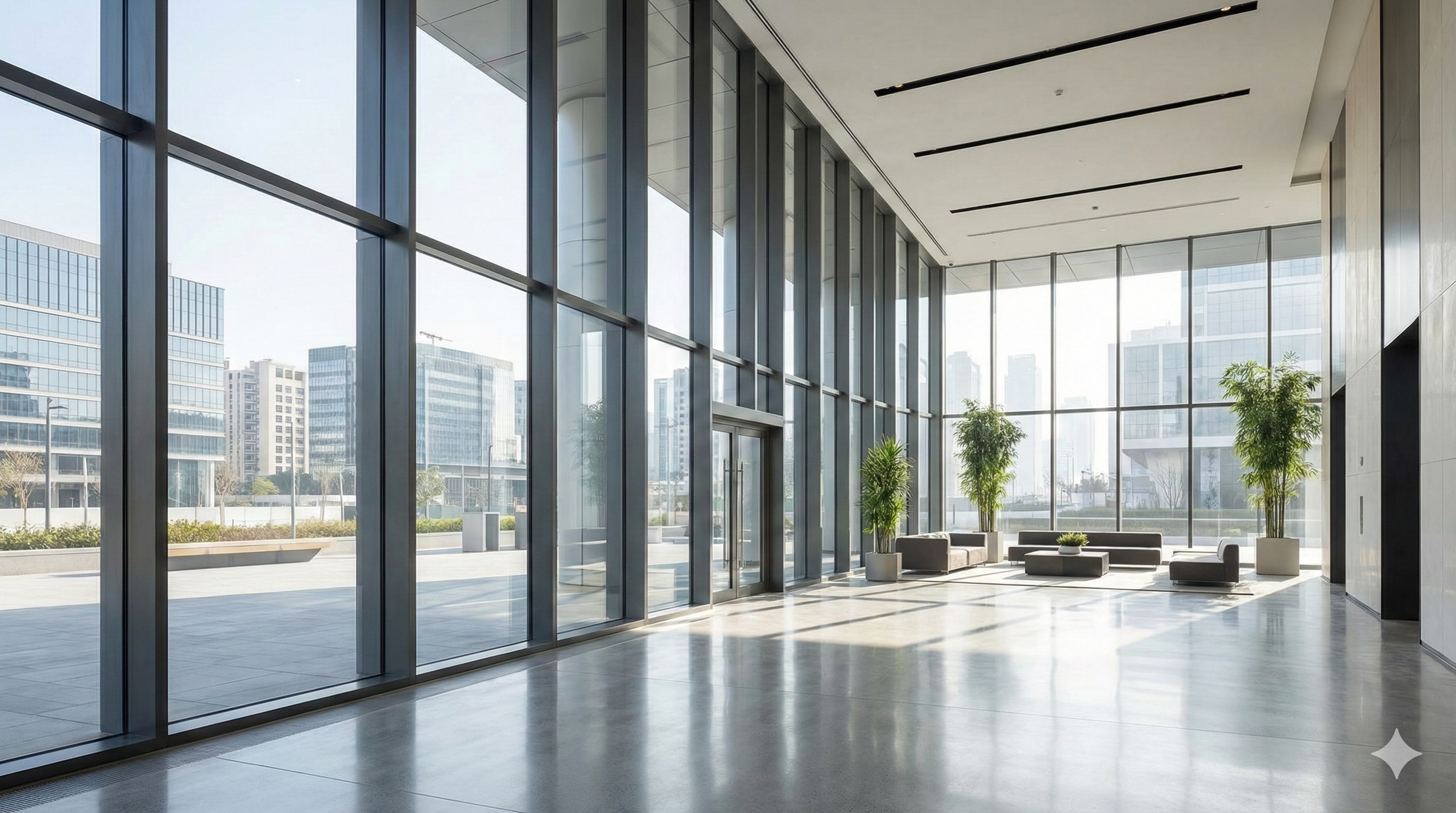 Modern glass partition and aluminium frame design in Lucknow